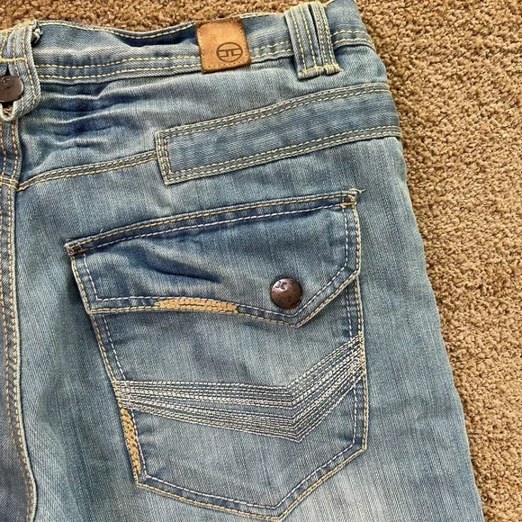 Vintage Joan‎ Craig Distressed Washed Blue Jeans Size 36x32 Embroidered Logo - Picture 9 of 12